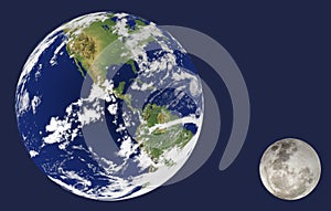 Earth and Moon, relative sizes