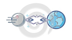 Earth-Moon space travel, lunar exploration, interplanetary journey. vector design Generative AI photo