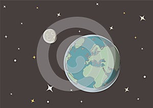 Earth and moon in space vector