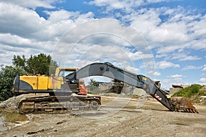 Earth mover at construction site