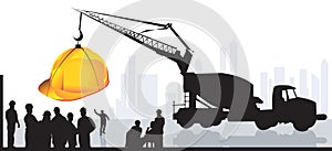 earth mover lifting a hardhat