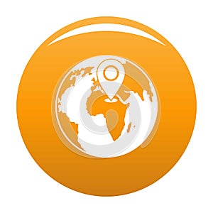 Earth navigation icon vector orange