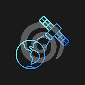 Earth observation process gradient vector icon for dark theme