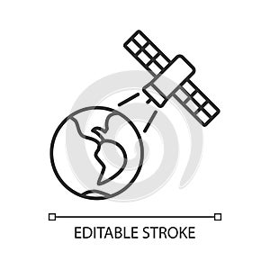 Earth observation process linear icon