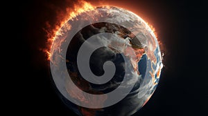 Earth in peril, Illustrating the devastating effects of global warming