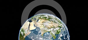 Earth planet on black background high resolution 3D rendering