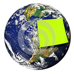 Earth Planet Blank Post-it Isolated