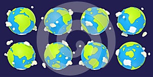 Earth planet cartoon turnaround animation sprite