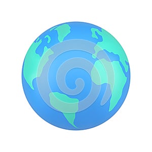 Earth planet flying realistic 3d icon continents ocean global geography map sphere element vector