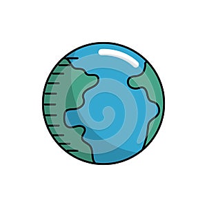 Earth planet with geography ocean map