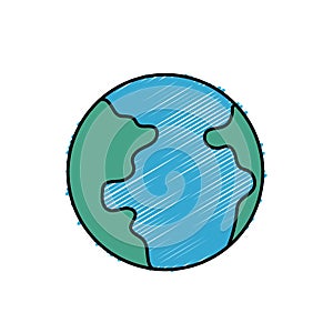 Earth planet with geography ocean map