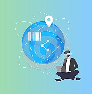 Earth Planet Global Networking Bar Code, Man User