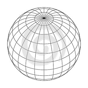 Earth planet globe grid of meridians and parallels, or latitude and longitude. 3D vector illustration