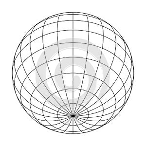 Earth planet globe grid of meridians and parallels, or latitude and longitude. 3D vector illustration