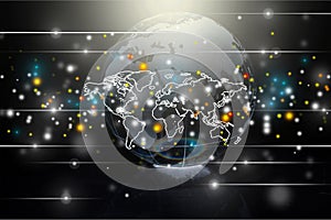 Globe of the earth planet on black background
