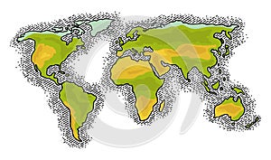 Earth planet globe. Vector color vintage engraving illustration