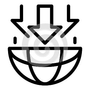 Earth planet gravity icon, outline style