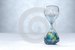 Earth planet in hourglass, Global warming concept