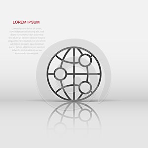 Earth planet icon in flat style. Globe geographic vector illustration on white isolated background. Global communication business