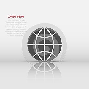 Earth planet icon in flat style. Globe geographic vector illustration on white isolated background. Global communication business