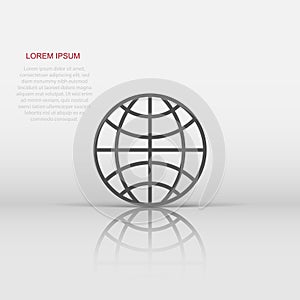 Earth planet icon in flat style. Globe geographic vector illustration on white isolated background. Global communication business