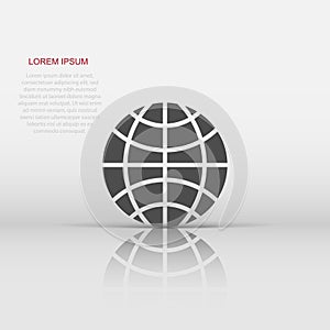 Earth planet icon in flat style. Globe geographic vector illustration on white isolated background. Global communication business