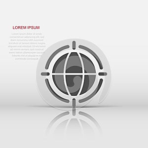 Earth planet icon in flat style. Globe geographic vector illustration on white isolated background. Global communication business
