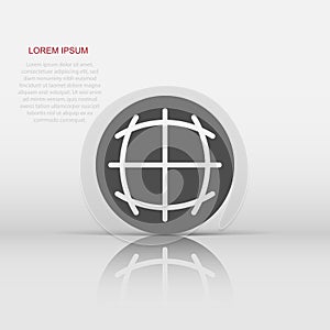 Earth planet icon in flat style. Globe geographic vector illustration on white isolated background. Global communication business