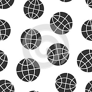 Earth planet icon in flat style. Globe geographic vector illustration on white isolated background. Global communication seamless