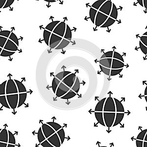 Earth planet icon in flat style. Globe geographic vector illustration on white isolated background. Global communication seamless