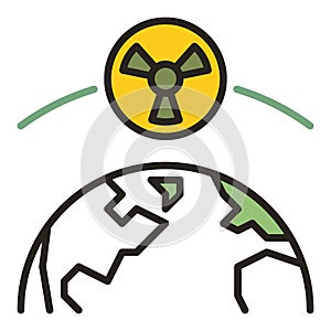 Earth Planet and Orbital Nuclear Weapon in Space vector colored icon or design element