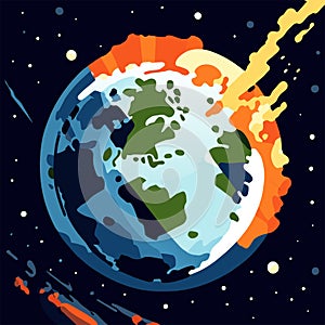 Earth planet in outer space. Vector illustration in flat cartoon style. Generative AI