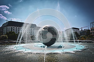 The Earth Planet of Peace Fountain in Bratislava, Slovakia