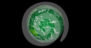 Earth planet on space with colorful starry night. front view of the earth from space with clouds and green landscapes full view ea