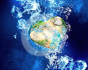 Earth planet under water