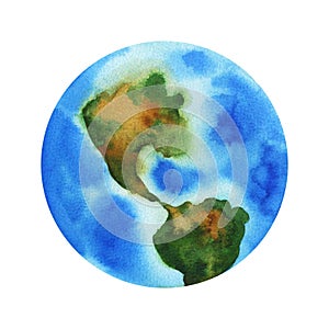 Earth. Planets of our solar system isolated on transparent background. Watercolor Illustration on background of outer