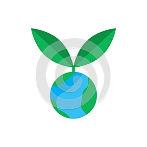 Earth and plant flat icons. Good for protecting ozone. design vector
