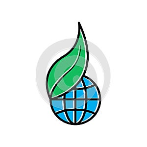 Earth and plant flat icons. Good for protecting ozone. design vector