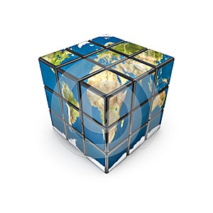 Earth puzzle cube