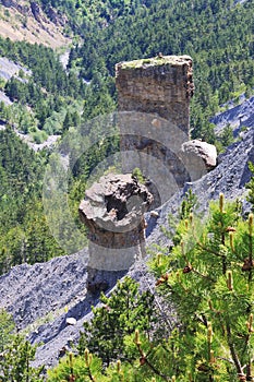 Earth pyramids near Lake Serre-Poncon, french Hautes-Alpes