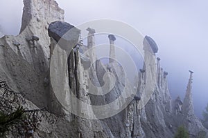 Earth pyramids of Platten (Erdpyramiden - Piramidi di Plata) near Percha and Bruneck,  South Tyrol, Italy