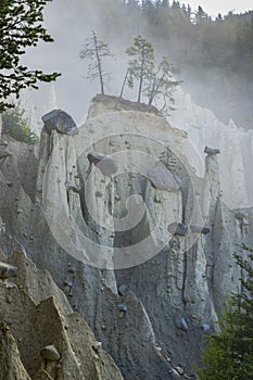 Earth pyramids of Platten (Erdpyramiden - Piramidi di Plata) near Percha and Bruneck,  South Tyrol, Italy