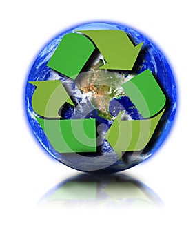 Earth and recycle symbol