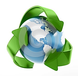 Earth in recycle symbol