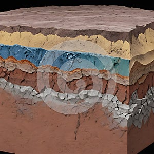 Earth\'s crust cross-section with mineral deposits