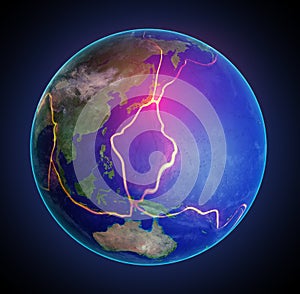 Earth's fault lines between tectonic plates