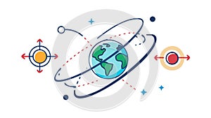 Earth\'s Global Reach: Connected World Interplanetary Travel Icon, vector design Generative AI photo
