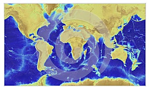 Earth\'s topography represented with real high quality data. Mercator projection.