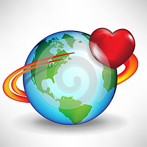 Earth and satellite heart