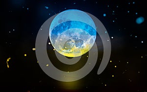 Earth Satellite Moon Space Planets Universe Abstract Creative Colorful Background